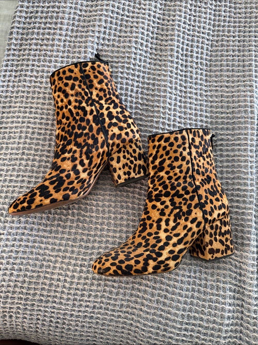 J Crew Leopard Print Women's Ankle Boots - Tan & Black